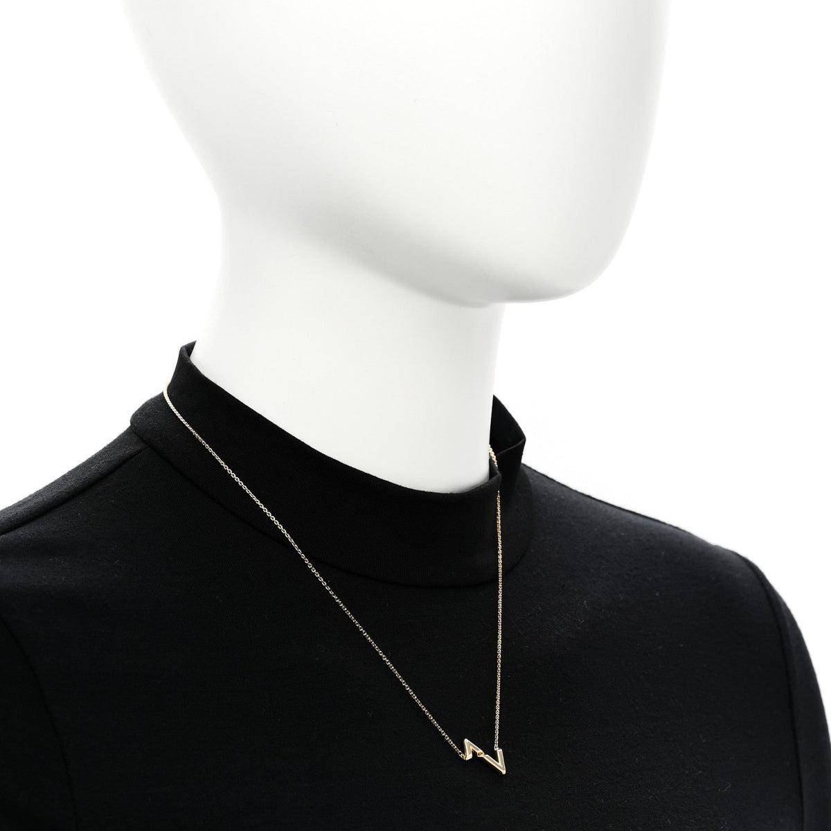 18K Yellow Gold LV Volt Upside Down Pendant Necklace
