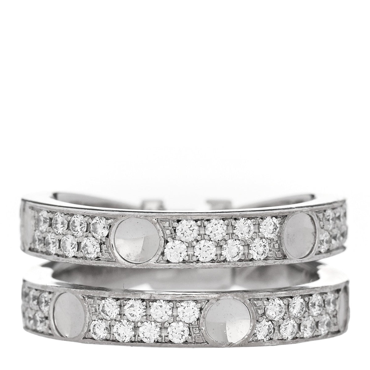 18K White Gold Diamond Empreinte Double Pave Ring 49 5