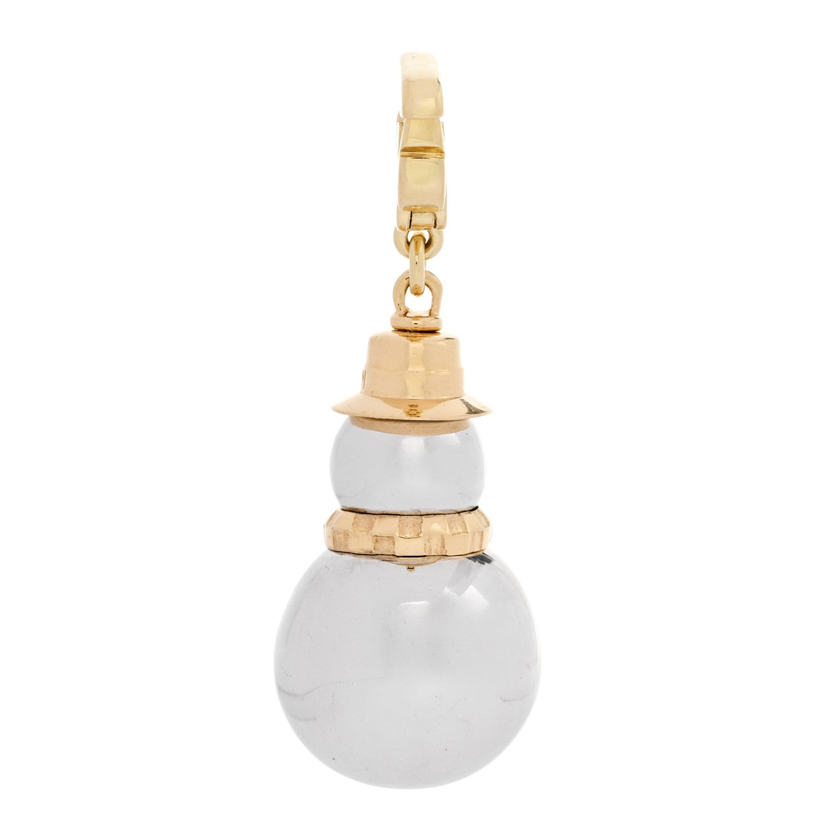 18K Yellow Pink White Gold Black Onyx Snowman Charm Pendant